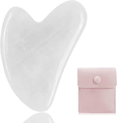 Produktbild von Gua Sha steine gesichts Jade Natur-Stein Herzform Kratz-Massage Tool für Augen, Hals zur Hautpflege, Schönheit und Entspannung der Körpermuskulatur (Weiß)