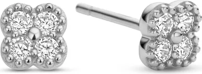 Produktbild von New Bling - 9NB-1587-R - 925 zilveren klaver oorknopjes met zirconiastenen - rhodium plated