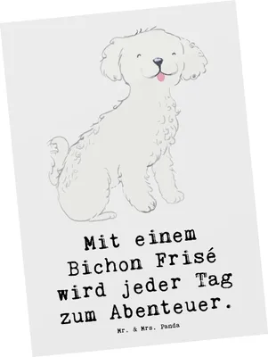 Produktbild von Mr. & Mrs. Panda Grußkarte Bichon Frisé Abenteuer - Weiß - Geschenk, Postkarte, Hunderasse, Hunderassen, Familienhunde, Lebensfreude, Postkarten, Ansichtskarten, Hund