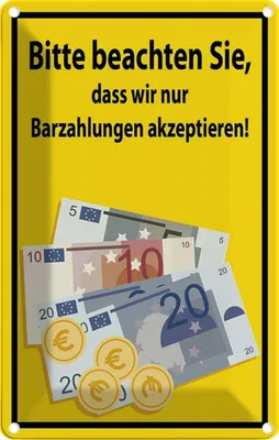 Produktbild von vianmo Blechschild 18x12 cm beachten nur Bargeld akzeptiert Warnschild Hinweisschild Sicherheit Vorsicht