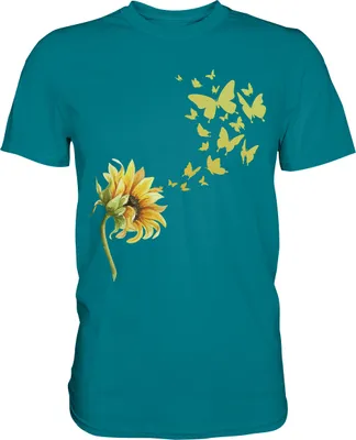 Produktbild von Sonnenblume Sommer Schmetterlinge T-Shirt – Diva Blue / XL