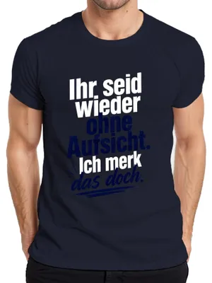 Immagine prodotto di Siete di nuovo senza supervisione. T-shirt da uomo, colore blu navy, taglia M, con la scritta "Sarkasmus"
