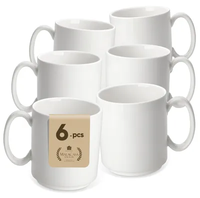 Mokkabecher 6er-Set, 473 ml, Porzellan, Weiß, Leah-Serie