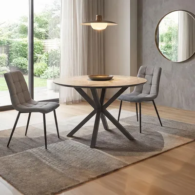 Image de Ensemble de salle à manger Homestyle4u avec 2 chaises, ensemble de table à manger 3 pièces, gris, ensemble de salon, table à manger 3084, ensemble de salle à manger