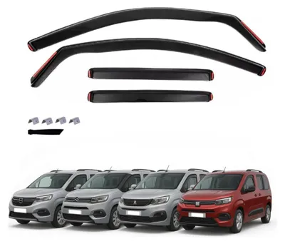 Produktbild von 4er-Set Windabweiser für Citroën Berlingo, Peugeot Partner/Rifter, Opel Combo, Fiat Doblò - 2024