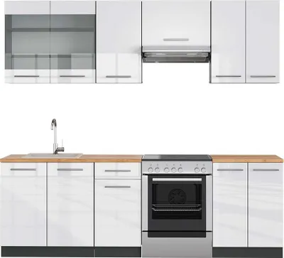 Immagine prodotto di Cucina componibile Vicco Fame-Line Bianco lucido/antracite 240 cm , PL Rovere, Model 49811