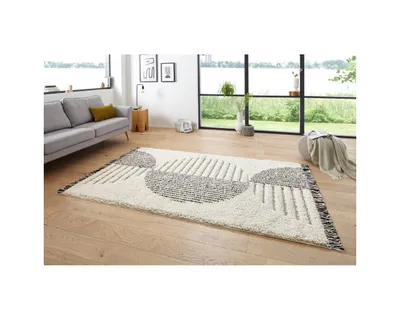 Zdjęcie produktu dla Dywan kremowo czarny Shaggy 80x150 cm