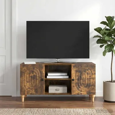 Zdjęcie produktu dla Szafka pod telewizor vidaXL, dąb wędzony, 102 x 34,5 x 50 cm, materiał drewnopochodny