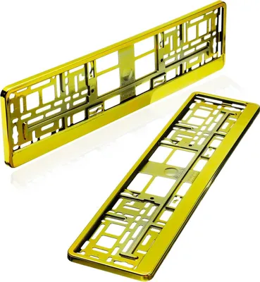 Produktbild von 2 Kennzeichenhalter | gelb chrom | Kfz Kennzeichenhalterung für PKW