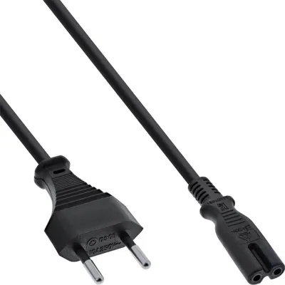 Image de InLine® câble réseau, fiche secteur CEE7/16 Suisse sur prise Euro 8 C7, noir, 1,8m