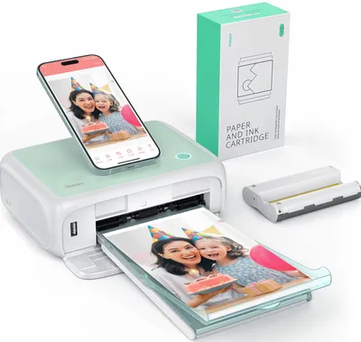Produktbild von YOTON 10×15 Fotodrucker für Smartphone, Fotodrucker Handy mit 54 Blatt Fotopapier, WLAN-Fotodrucker für iPhone, Android & Windows-Laptops, Spaß Bearbeiten App, 15s AR-Videodruck, Grün