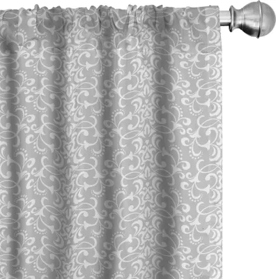 Image de ABAKUHAUS Rideaux gris damassé, voilages, motif floral répétitif baroque classique, 2 pièces 75 x 245 cm, gris pâle et blanc