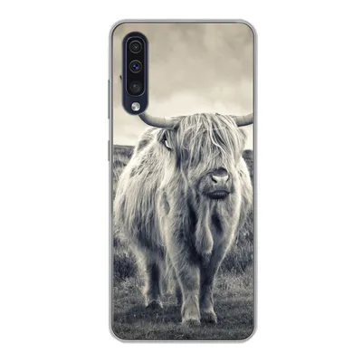 Produktbild von MuchoWow® Handyhülle Schutzhülle Hülle für Samsung Galaxy A30s Schottischer Hochländer - Tiere - Wolken - Kuh - Natur Silikon Softcase Handy Hülle - Karteninhaber