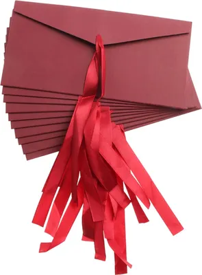Obrázek produktu pro 10 silných, velkých obálek s mašlí – červené / 20 x 11 cm
