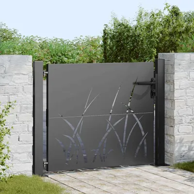 Produktbild von Gartentor Schwarz 110 x 105 cm Pulverbeschichteter Stahl