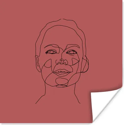Produktbild von MuchoWow® Poster Frau - Kopf - Strichzeichnung 75x75 cm - Wand Dekoration