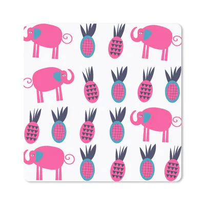 Produktbild von MuchoWow® Mauspad Mousepad Ananas - Elefant - Design 20x20 cm - Mousepads - Maus Mat - Pad - Mausunterlage - Desk Mat - Bureauartikeln