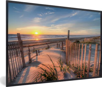 Produktbild von MuchoWow® MuchoWow® Gerahmtes Poster Strand - Meer - Düne - Sonnenuntergang - Landschaft 60x40 cm - Poster mit zchwarzem Bilderrahmen - Printing - Wanddeko Schlafzimmer