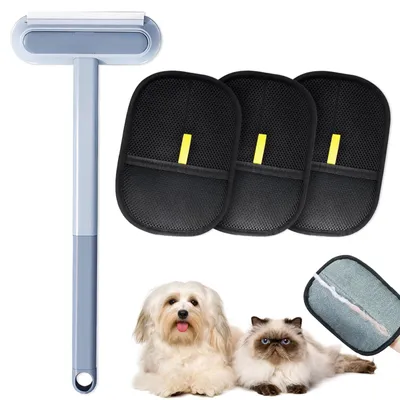 Image de Enlèveur de poils d'animaux 3 en 1 avec gants pour un nettoyage efficace