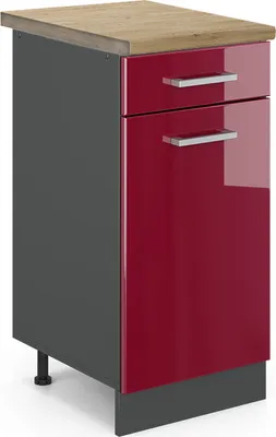 Immagine prodotto di Mobiletto base per cucina Vicco R-Line Rosso lucido 40 cm , PL Rovere, Model 45831
