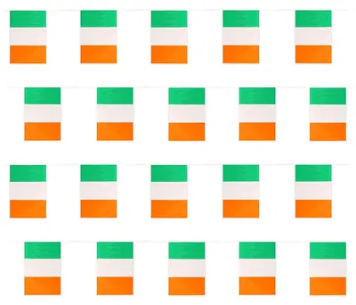 Irland Wimpelkette 10 m, 20 Flaggen, 30x20 cm, St. Patrick's Day