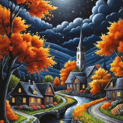 Image de KUNSTPUZZLE Puzzle, Nuit d'automne magique, 1000 pièces