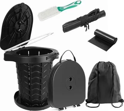 Produktbild von - Faltbare Porta Potti - Ideale tragbare Auto Toilette für Camping, Wandern, Angeln und Festivals, Trocken Trenn Toilette