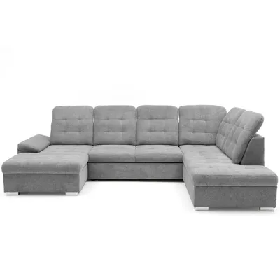 Produktbild von MUFFO Ecksofa U-Form OLIVIA U Rechts mit Schlaffunktion 124x257 Velours Hellgrau