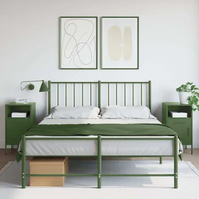 Obrázek produktu pro vidaXL Noční stolky 2 ks. Olivově zelené 36x39x68 cm ocelové
