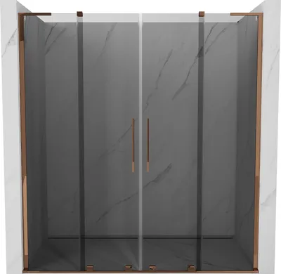 Produktbild von Mexen Velar L Duo Schiebetür Duschwand 180 cm, Graphit, Roségold - 871-180-003-42-60