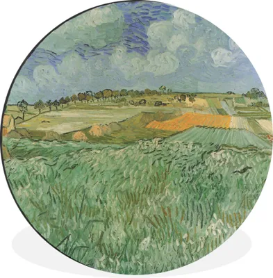 Produktbild von MuchoWow® Aluminium Wandkreis Bei Auvers - Gemälde von Vincent van Gogh Ø 60 cm Wanddeko Modern Wohnzimmer - Wand Kreis - Wandbild - Schlafzimmer - Aluminium Bild - Kinderzimmer - Wohnzimmer Dekoration - Wandschmuck