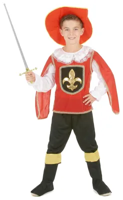 Immagine prodotto di Costume da moschettiere per bambino bianco-rosso-nero - 122/134 (7-9 anni)