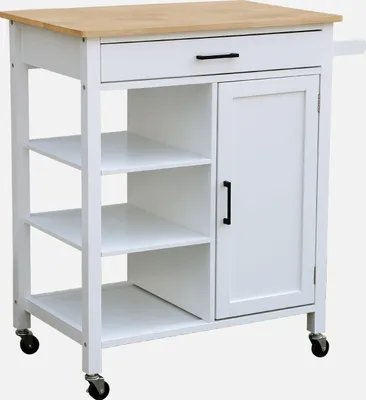 Immagine prodotto di Carrello da cucina in legno di gomma con 5 ripiani, 74cm, Bianco