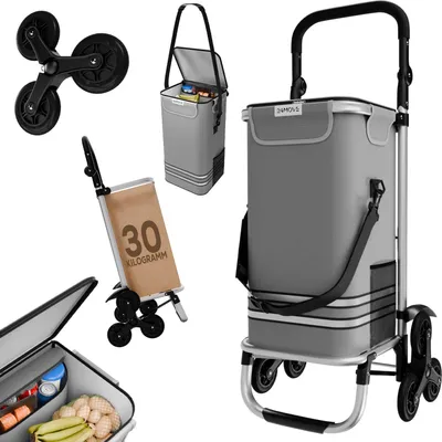 Produktbild von 24MOVE® Einkaufstrolley ALEGRE 3in1 Trolley faltbarer Einkaufswagen mit Kühlfach, grau