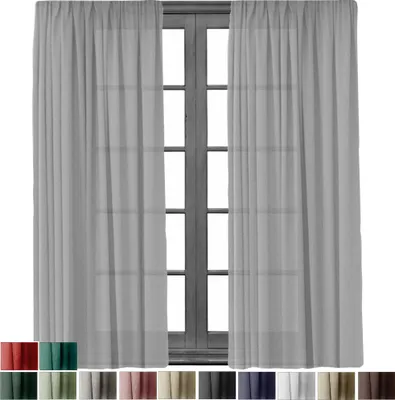 Produktbild von 2 Stück Gardine mit Kräuselband Blickdicht Leinen Look 140x245cm Vorhänge Gardinen Vorhang Universalband für Schiene Hellgrau 2er Pack