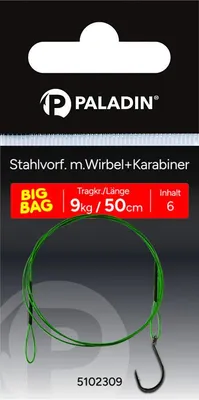Produktbild von Paladin Stahlvorfach Einzelhaken Gr. 1 Tragkraft 10 kg 50 cm 3 Stück