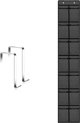 Produktbild von PolkaHome® Organizer über der Tür für Schuhe, hängendes Schuhregal mit 2 Haken, platzsparende Schuhaufbewahrung, Schuhorganizer für