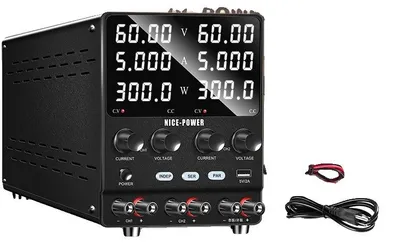 Zdjęcie produktu dla Laboratoryjny zasilacz sieciowy, wyjście dwukanałowe, regulowane napięcie, SPS605-2KD 60 V 5 A, 220 V AC