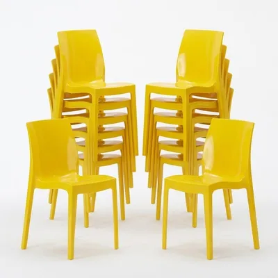 Image de 18 chaises Ice Grand Soleil en polypropylène pour les restaurants et les bars - Jaune