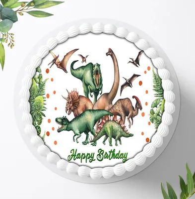 Produktbild von Für die Geburtstags Torte, Zuckerbild mit dem Motiv: Dinosaurier , Dino, Essbares Foto für Torten, Fondant, Tortenaufleger Ø 20cm, 0952z