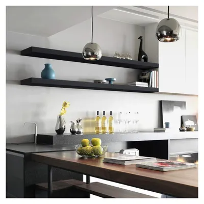 Produktbild von Schwarzes Wandregal, 40 cm für Wandmontage, Hängeregal für Wohnzimmer, Schlafzimmer, Küche und Badezimmer, MDF, 4er Set