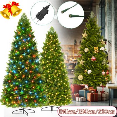 XMTECH umelý vianočný stromček 210 cm s 350 LED diódami, jedľa Nordmann premium jedľa PE & PVC vetvy, kovový stojan umelý vianočný stromček, umelý stromček pre vnútorné a vonkajšie použitie