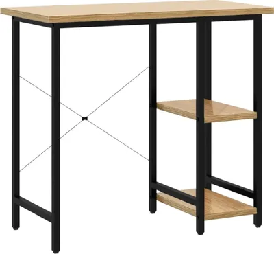 A product image of a desk with shelves.