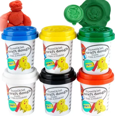 Produktbild von Set aus 6 großen bunten Tonbehältern mit Figurendeckeln