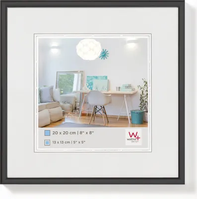 Produktbild von Walther Design Bilderrahmen Kunststoff Schwarz 30 x 30 cm KV330B New Lifestyle mit Klarglas für Schrägschnittpassepartout geeignet zum Stellen und Hängen