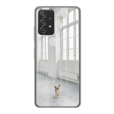 Produktbild von MuchoWow® Handyhülle Schutzhülle Hülle für Samsung galaxy a73 Hund - Weiß - Luftballon Silikon Softcase Handy Hülle - Handyhülle