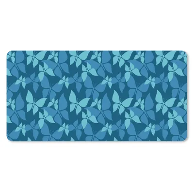Produktbild von MuchoWow® Schreibtischunterlage Schmetterlinge - Muster - Blau 80x40 cm - XXL Mauspad - Gaming Mauspad
