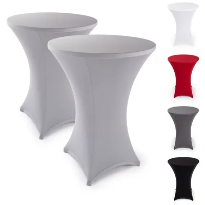 Produktbild von Blumtal 5er Set Stretch Stehtisch Hussen Bügelfrei -   e Tischhussen für Stehtische Ø 70 – 75 cm, Verstärkung im Fußbereich, waschmaschinengeeignet, Grau