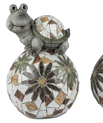 Produktbild von Dekofigur Schildkröte MOSAIK PREMIUM auf Kugel H. 30cm grau Formano Garten WA