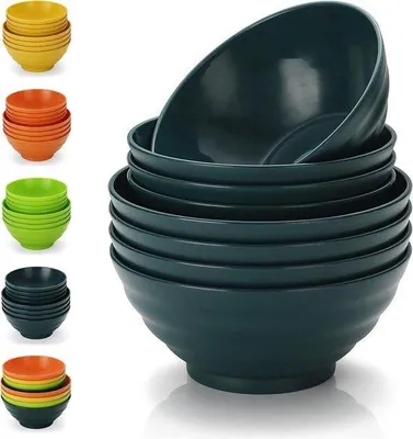 Image de Lot de petits bols en plastique vert foncé